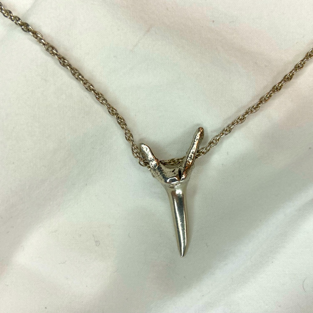 Silver Sharks Tooth Necklace 18” sand Shark